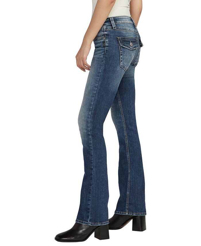 Silver Jeans Co. Women's Tuesday Low Rise Slim Bootcut Jeans – Distressed Dark Wash, Comfort Stretch - View #2