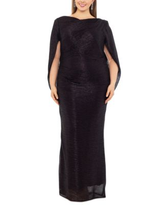 Betsy & adam plus size hot sale capelet gown