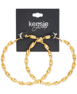 Gold-Tone Twisted Large Hoop Earrings, 3"
