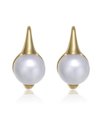 Sterling Silver 14K Gold Plated with Genuine Freshwater Pearl Leverback Earrings