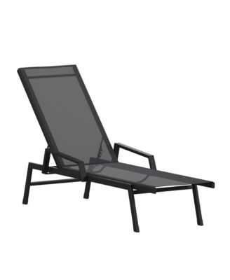 Braelin Textilene Adjustable 5 Position Patio Chaise Lounge With Armrests And Metal Frame