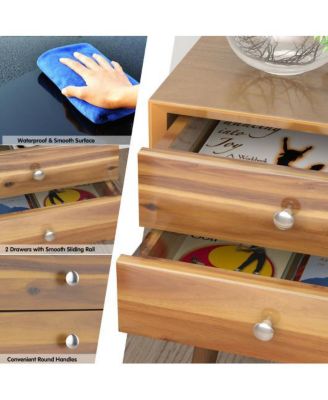 Mid-Century Wooden Multipurpose End Table with 2 Storage Drawers