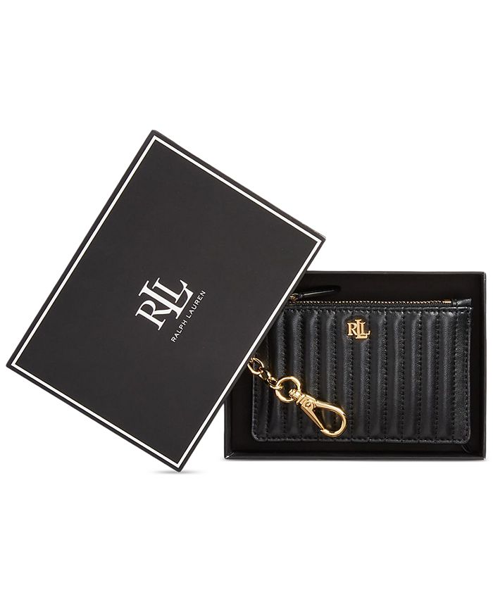 Lauren Ralph Lauren Quilted Nappa Leather Zip Card Case in Gift