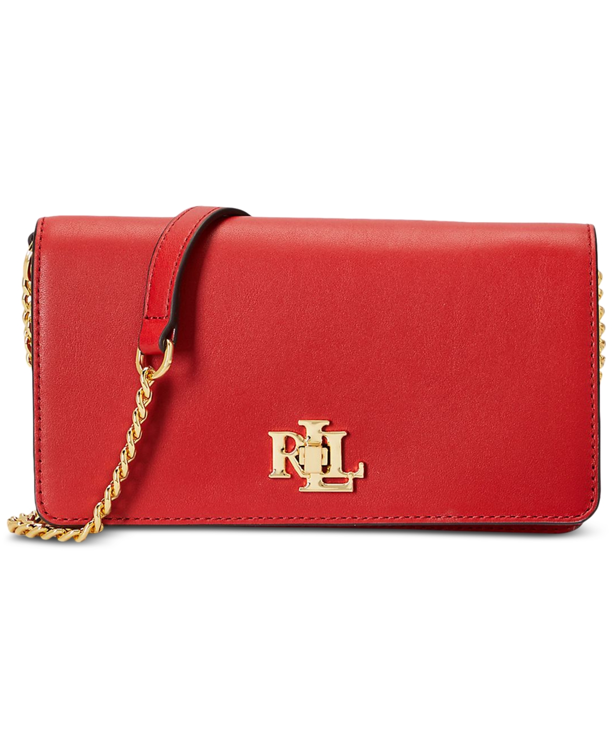 Lauren Ralph Lauren Leather Crossbody Tech Case In Red