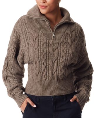 Sam Edelman - Women's Jorden Quarter-Zip Cable-Knit Sweater