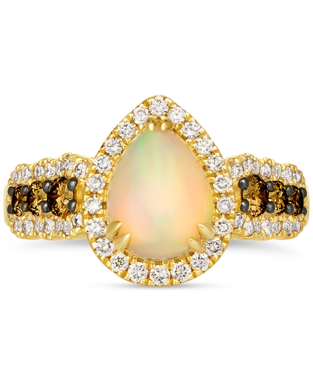 Shop Le Vian Neopolitan Opal (1 Ct. T.w.) & Diamond (3/4 Ct. T.w.) Pear Halo Ring In 14k Gold In K Honey Gold Ring