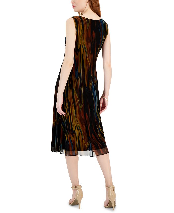 Connected Women's Printed Seamed Mesh Sleeveless Panel Midi Dress - Macy's
