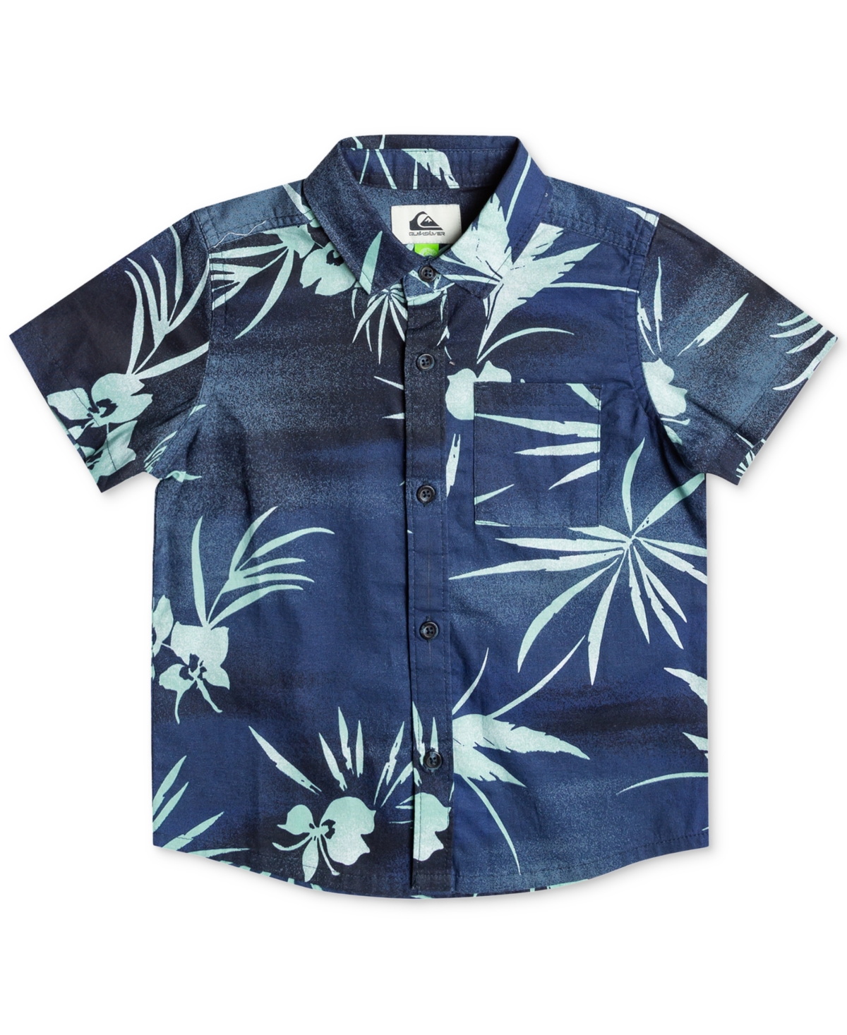 Shop Quiksilver Big Boys Short-sleeve Printed Button-up Shirt In Naval Academy Fade Out