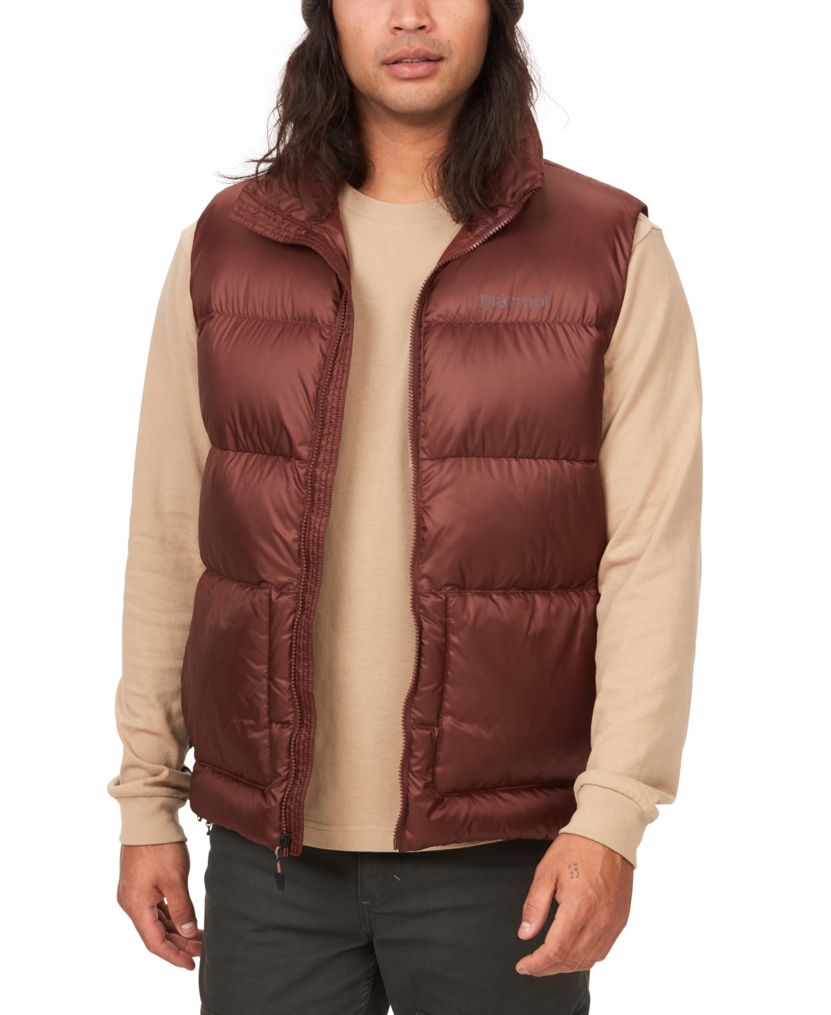 Men's Guides Quilted Full-Zip Down Vest - Chocolate