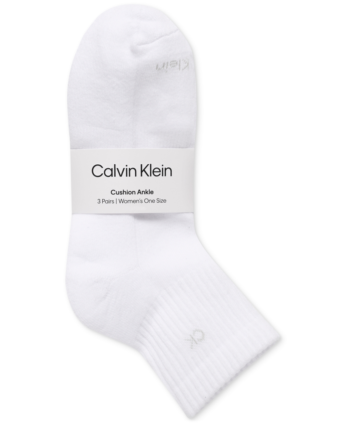 Calvin Klein Women's 3-pk. Cushion Quarter Socks In White