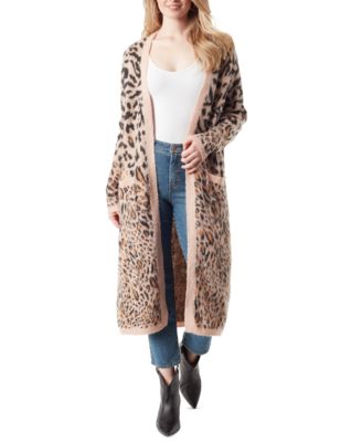 Jessica Simpson - Women's Printed Carmine Long-Sleeve Side-Pocket Cardigan Sweater