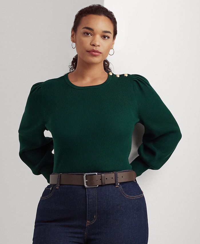 Plus size puff top sleeve sweater