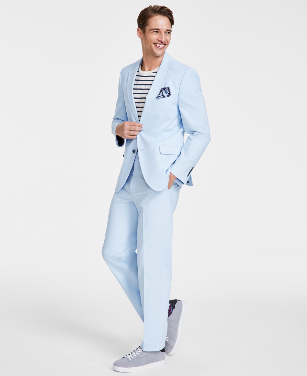 Shop Nautica Men's Modern-fit Seasonal Cotton Stretch Suit In Sky Blue