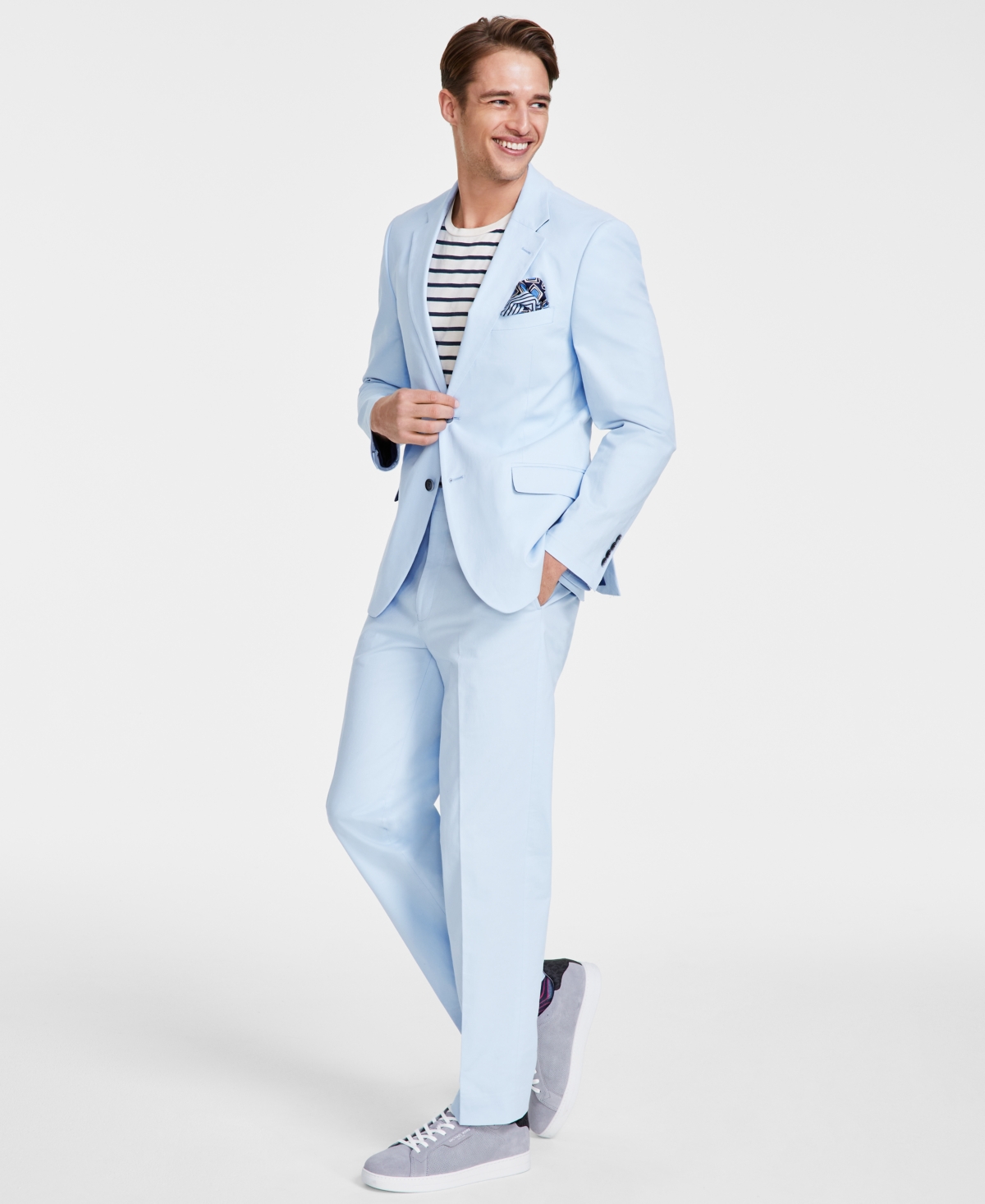 Nautica Men's Modern-fit Seasonal Cotton Stretch Suit In Sky Blue