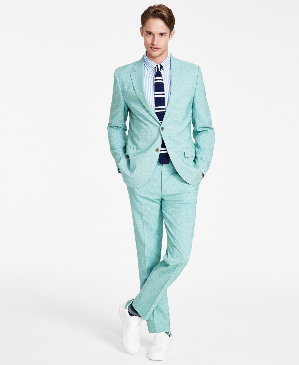 Shop Nautica Men's Modern-fit Seasonal Cotton Stretch Suit In Mint