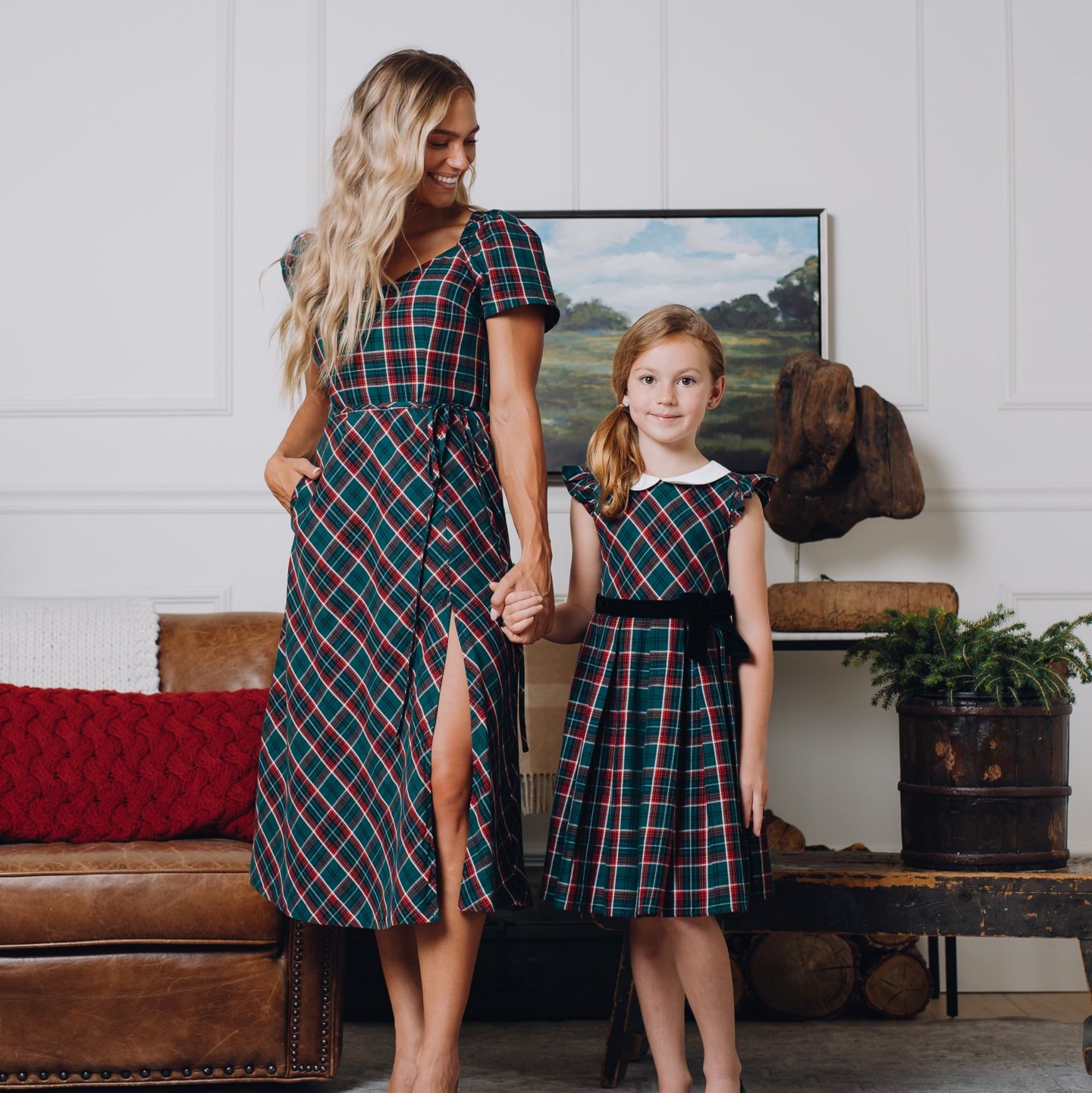 Женское платье Hope & Henry Short Sleeve Sweetheart, цвет: Зелёный клетчатый — фото 24