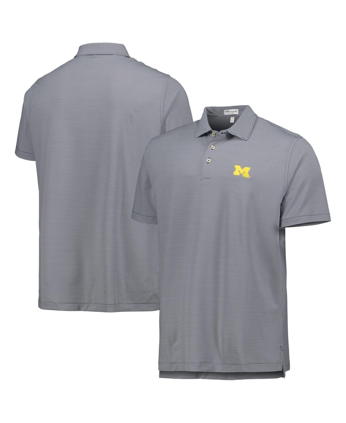 Men's Peter Millar Navy Michigan Wolverines Jubilee Striped Performance Jersey Polo Shirt - Navy
