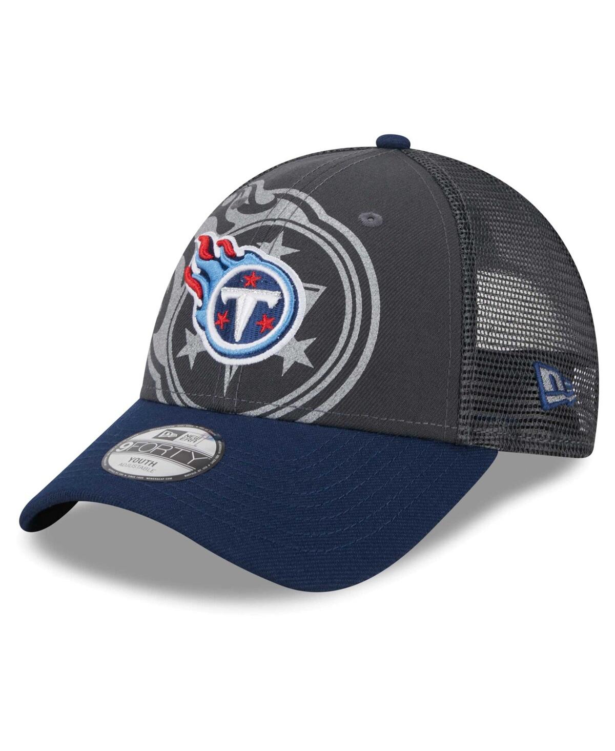 New Era Babies' Preschool Boys And Girls  Graphite, Navy Tennessee Titans Reflect 9forty Adjustable Hat In Black