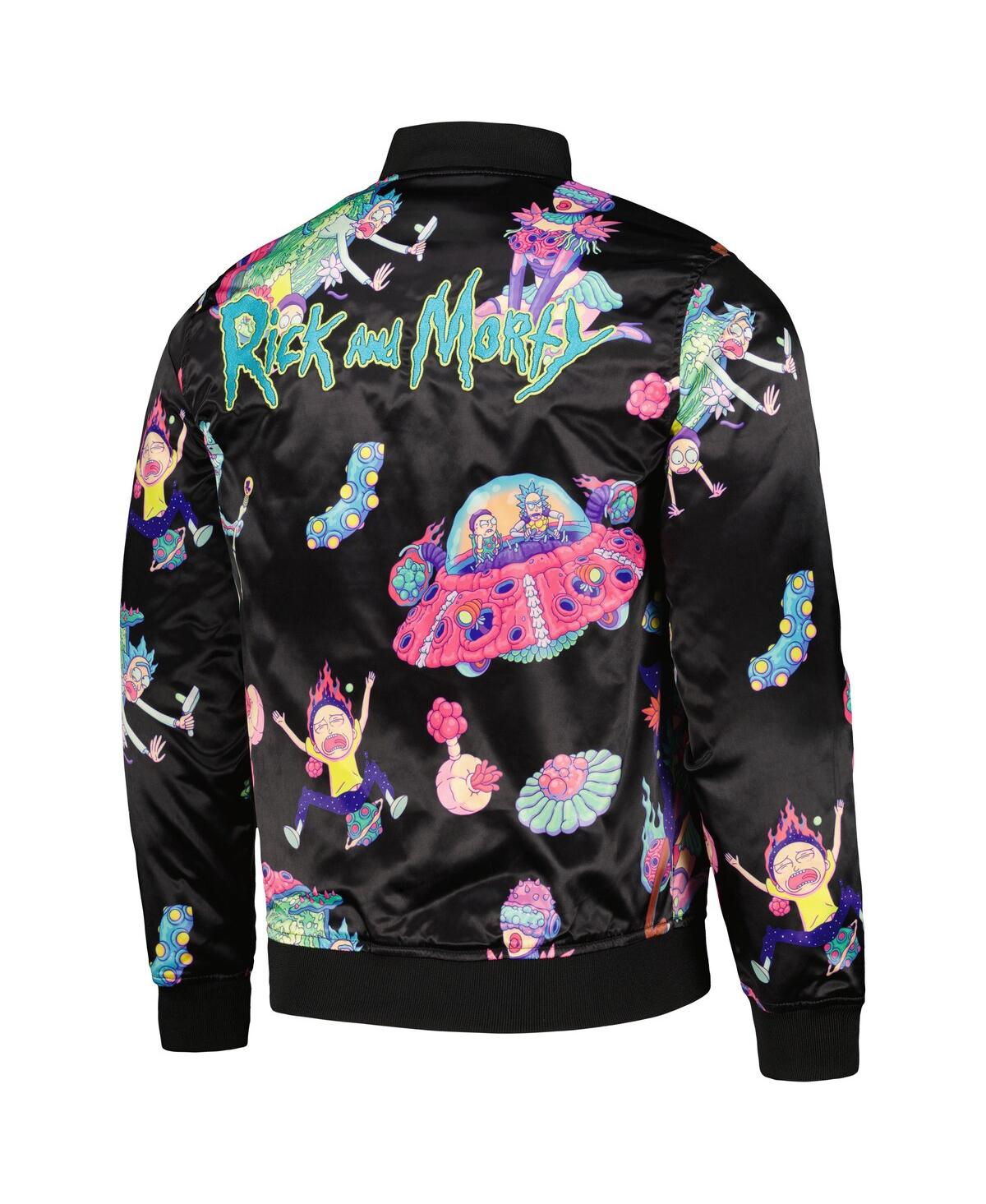 Freeze Max Men's  Black Rick And Morty Graphic Satin Full-snap Jacket In Black