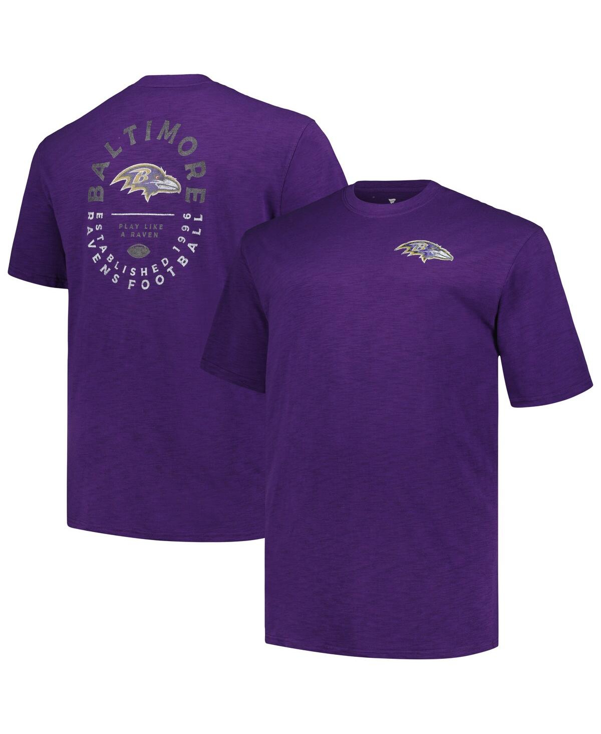 Profile Men's  Purple Baltimore Ravens Big And Tall Two-hit Throwback T-shirt