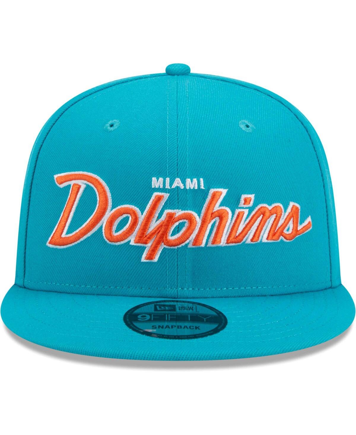 New Era Men's  Aqua Miami Dolphins Main Script 9fifty Snapback Hat In Aqua