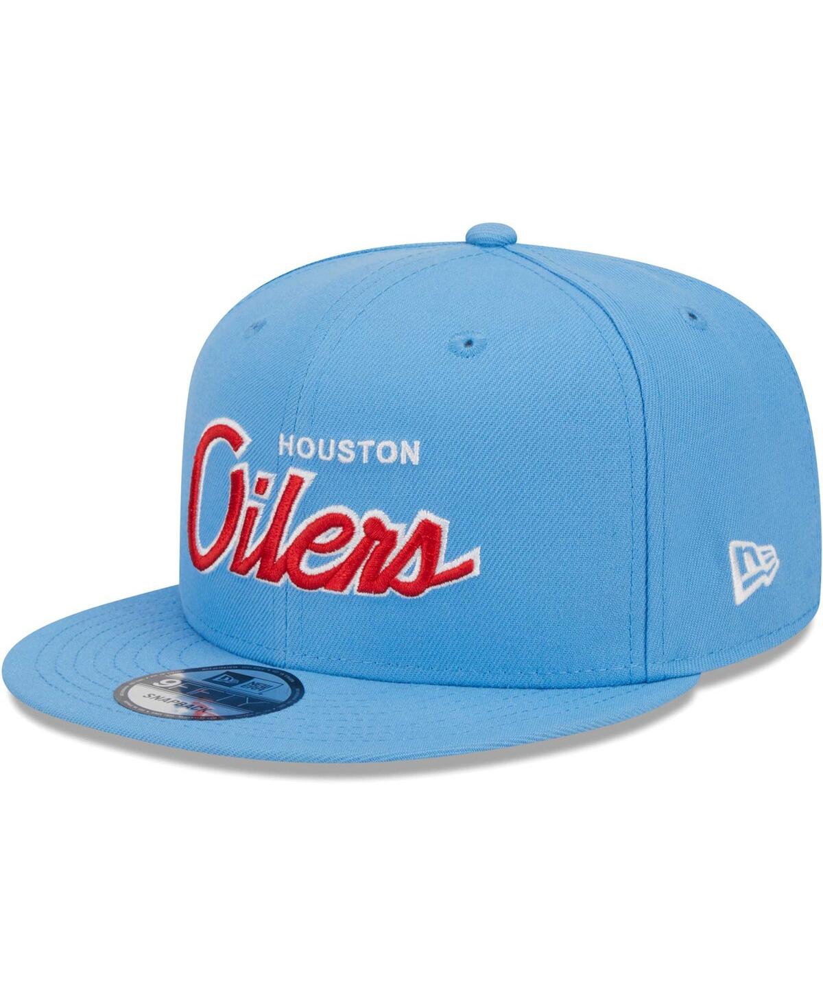 NEW ERA MEN'S NEW ERA LIGHT BLUE HOUSTON OILERS GRIDIRON CLASSICS MAIN SCRIPT 9FIFTY SNAPBACK HAT 