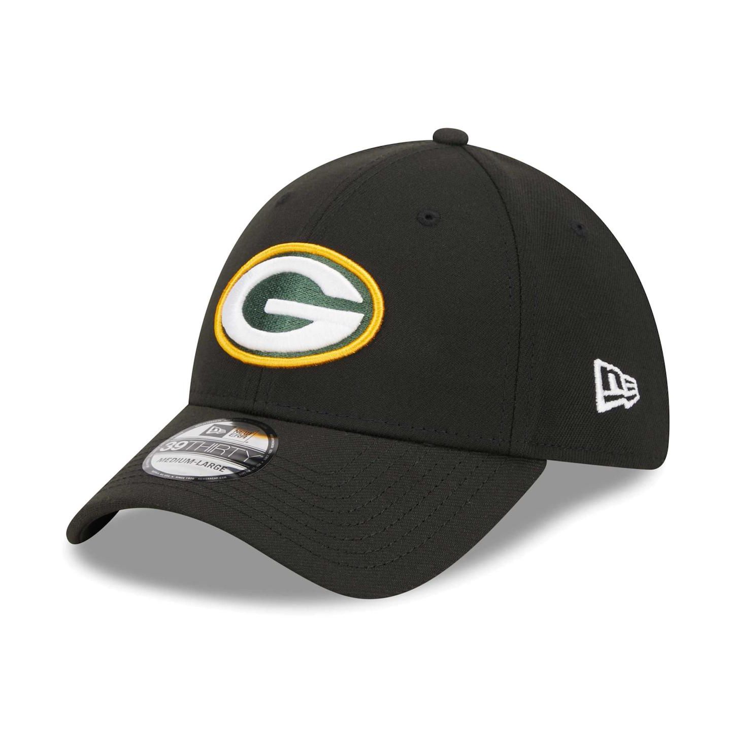 Мужская кепка New Era Black Green Bay Packers Main 39THIRTY Flex Hat — фото 1