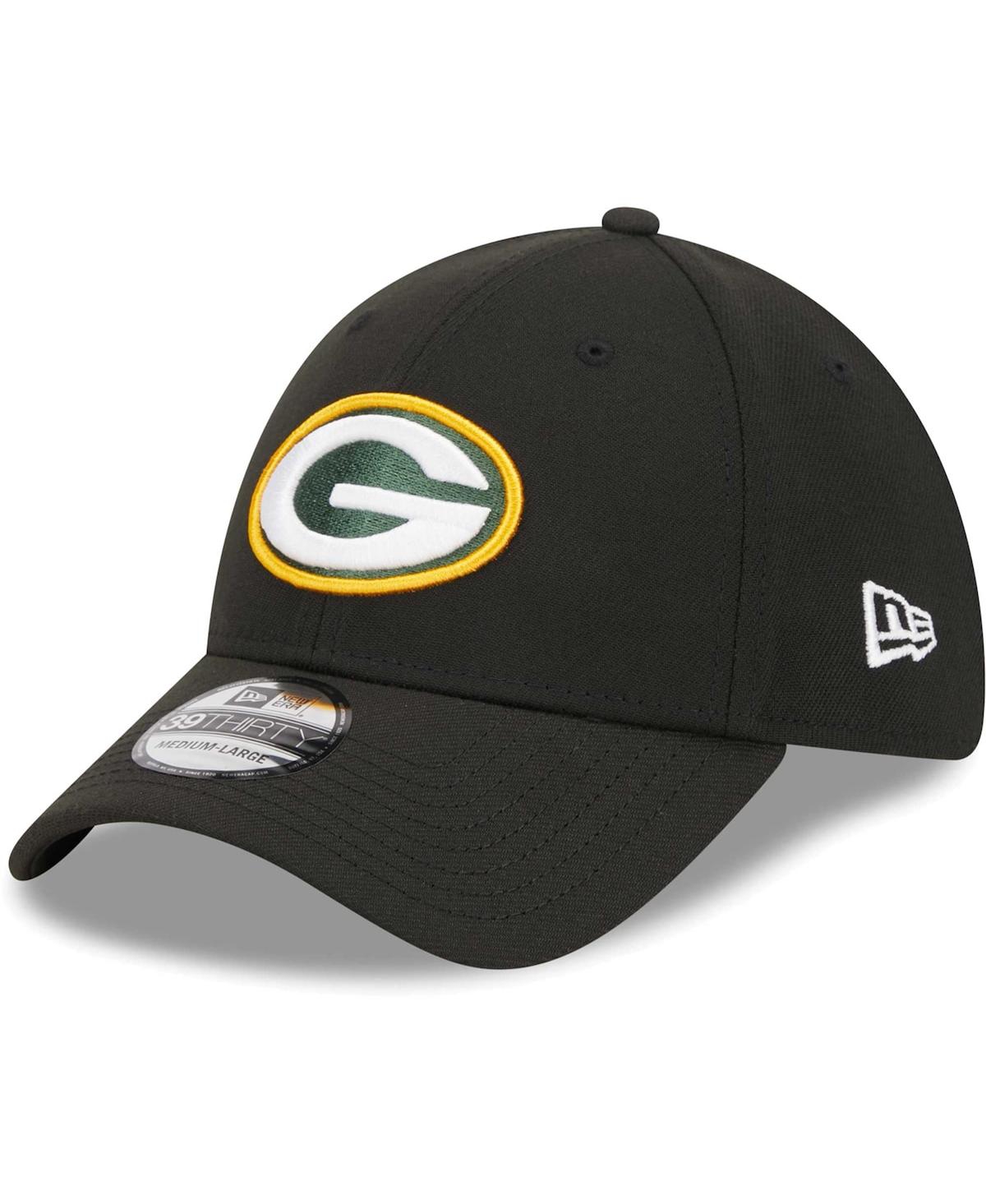 Men's New Era Black Green Bay Packers Main 39THIRTY Flex Hat - Black