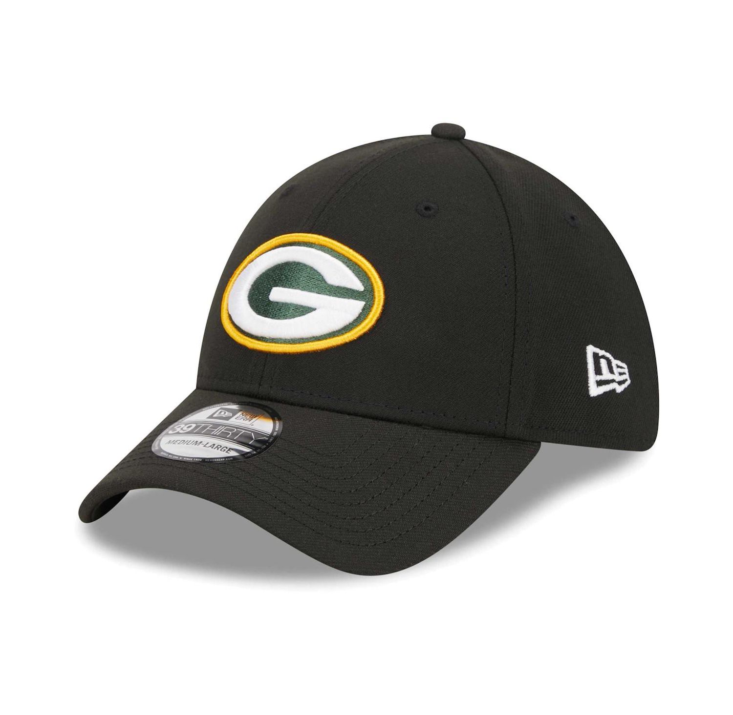 Men's Black Green Bay Packers Main 39THIRTY Flex Hat