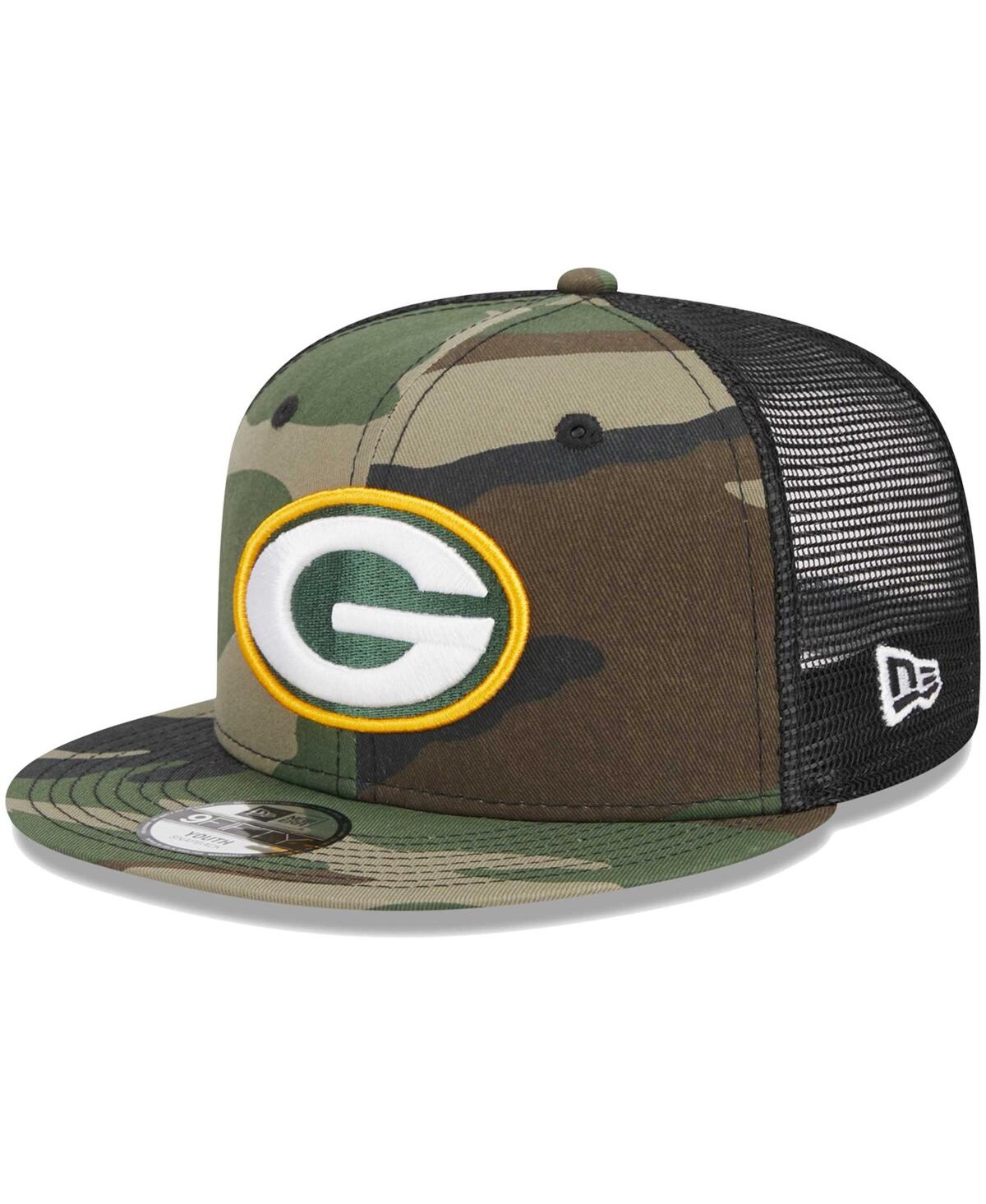 New Era Kids' Big Boys And Girls  Camo Green Bay Packers Main Trucker 9fifty Snapback Hat