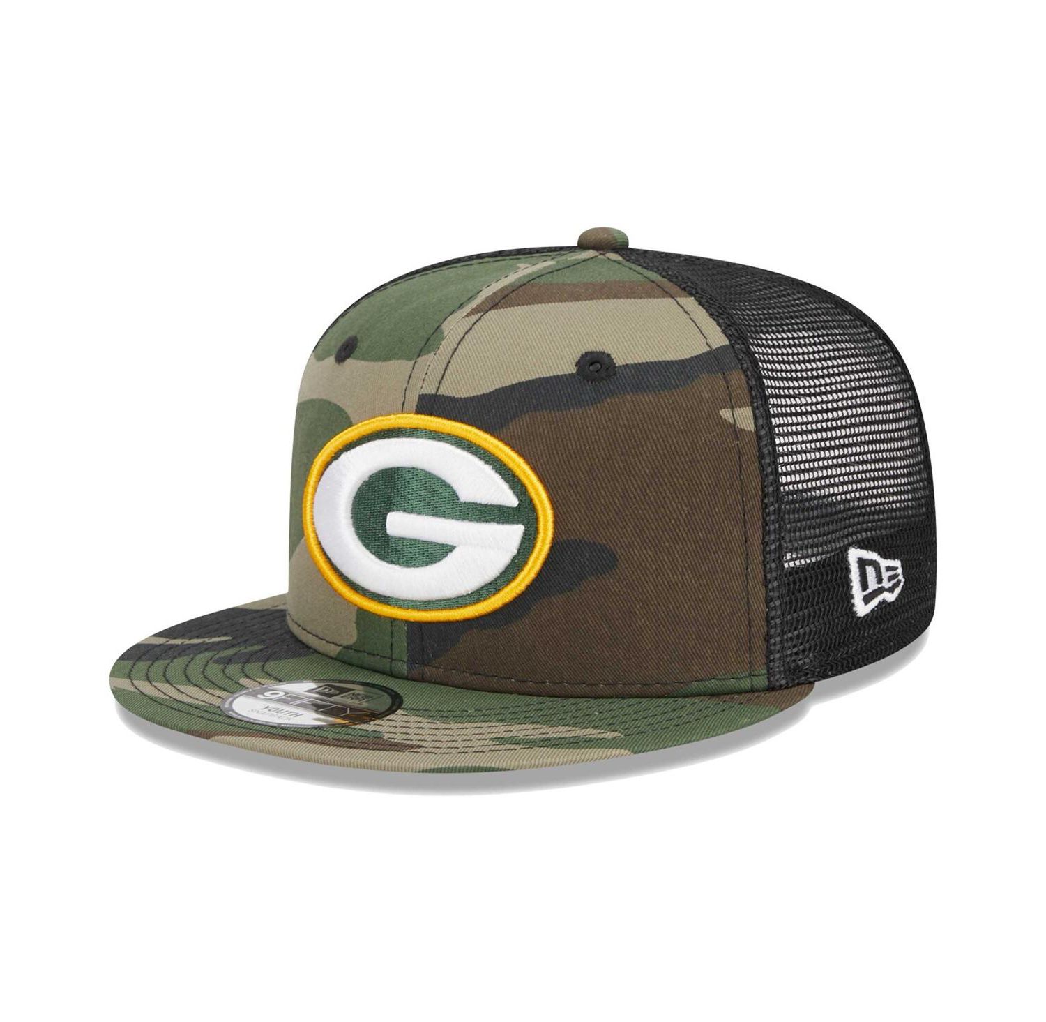 Big Boys and Girls Camo Green Bay Packers Main Trucker 9FIFTY Snapback Hat