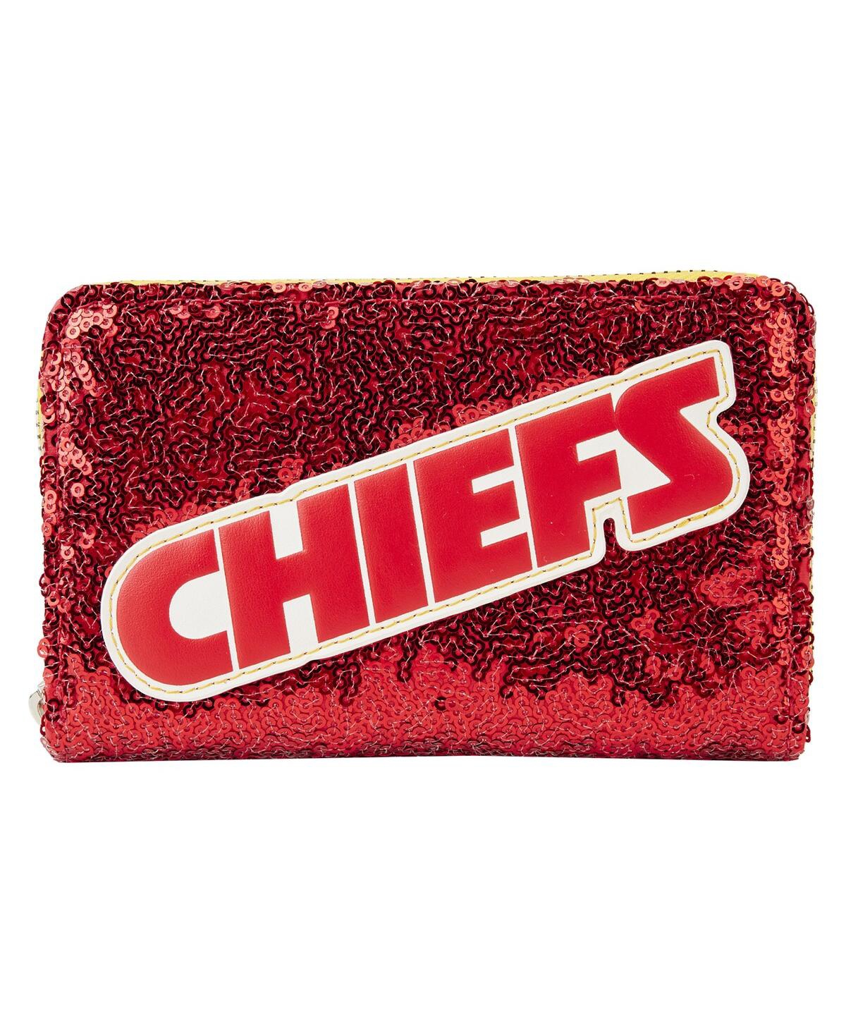 Women's Loungefly Kansas City Chiefs Sequin Zip-Around Wallet - Red, Yellow