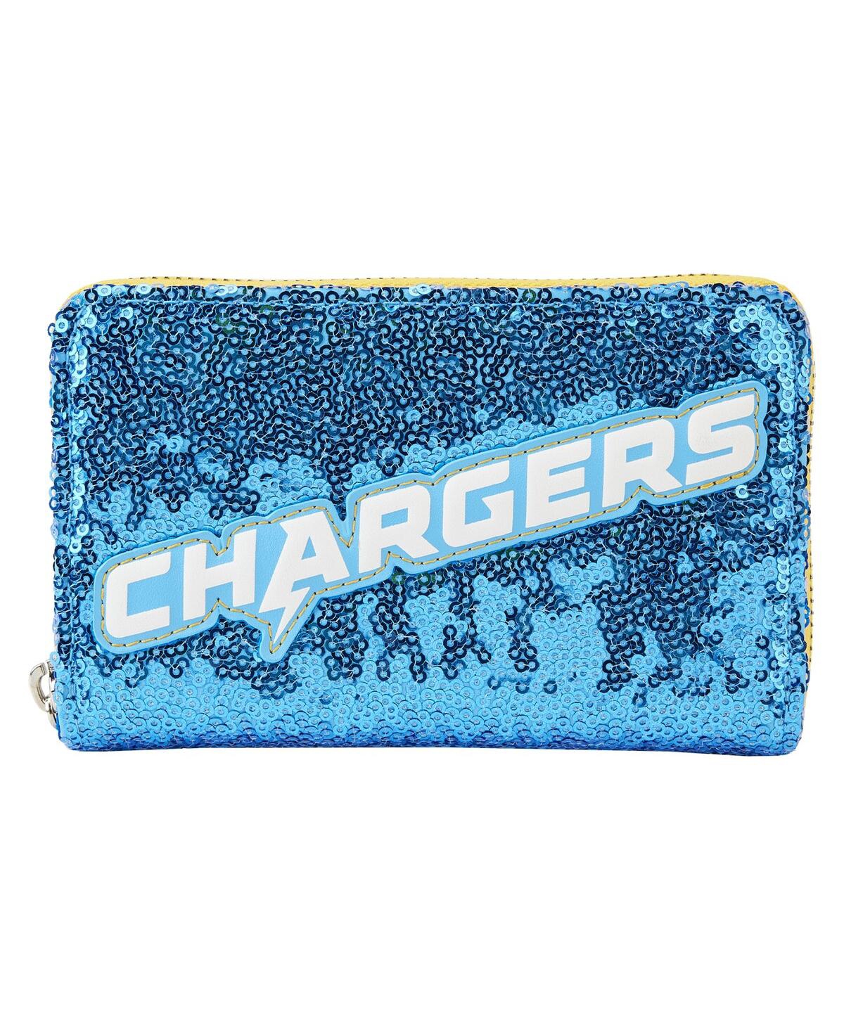 Women's Loungefly Los Angeles Chargers Sequin Zip-Around Wallet - Blue, Yellow