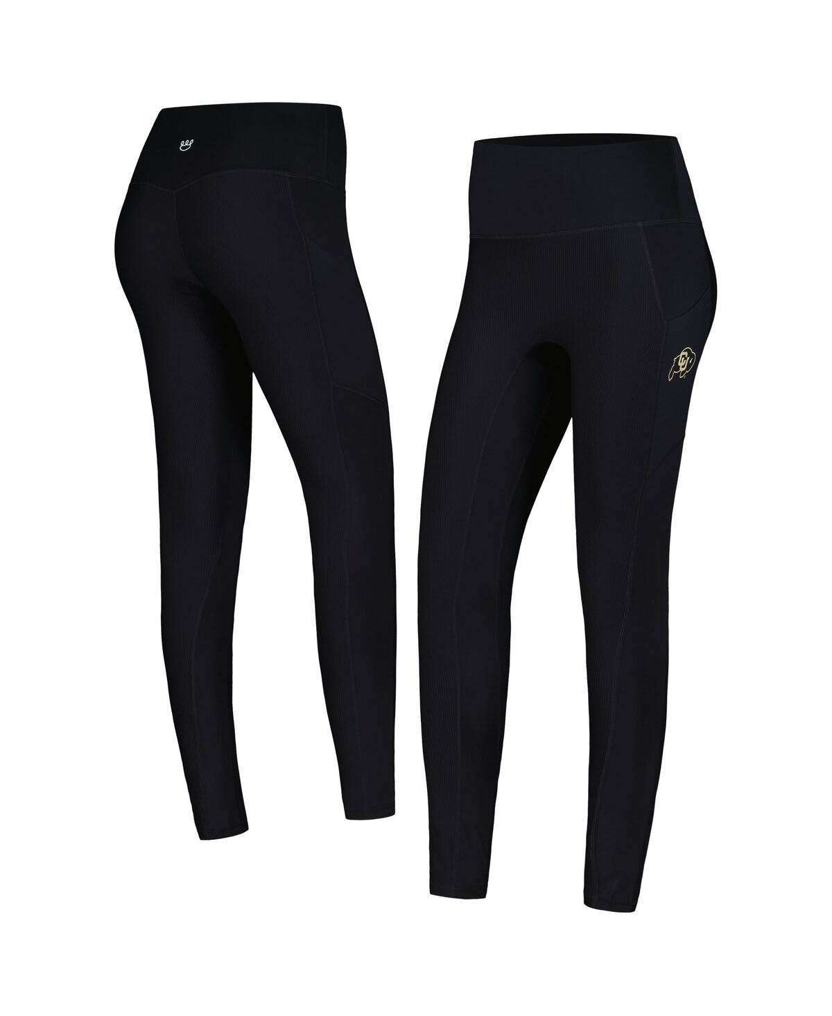 Women's Kadyluxe Black Colorado Buffaloes 7/8 Mixed Media Pocket Leggings - Black