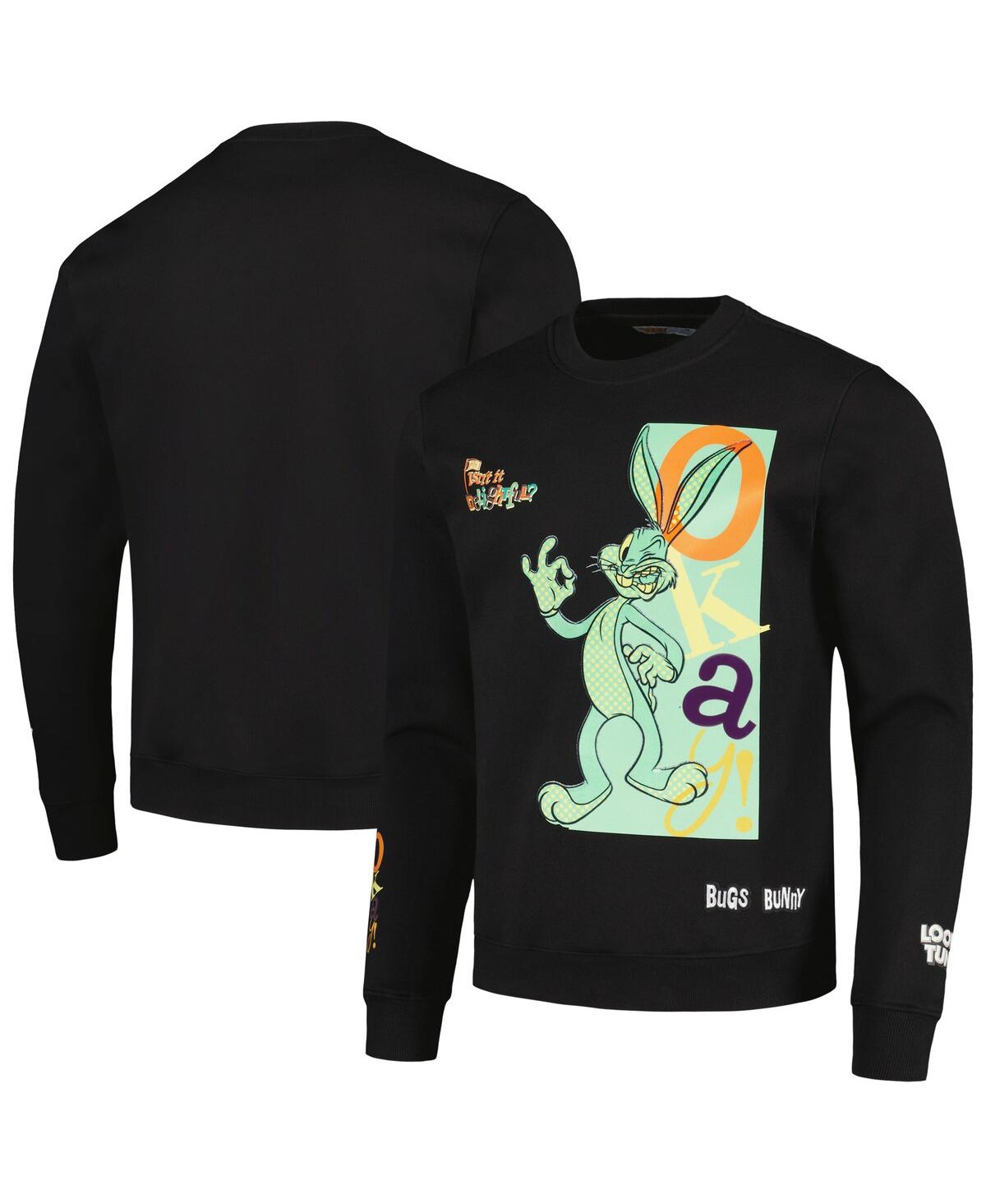 Freeze Max Men's  Black Looney Tunes Bugs Bunny Fleece Pullover Sweatshirt