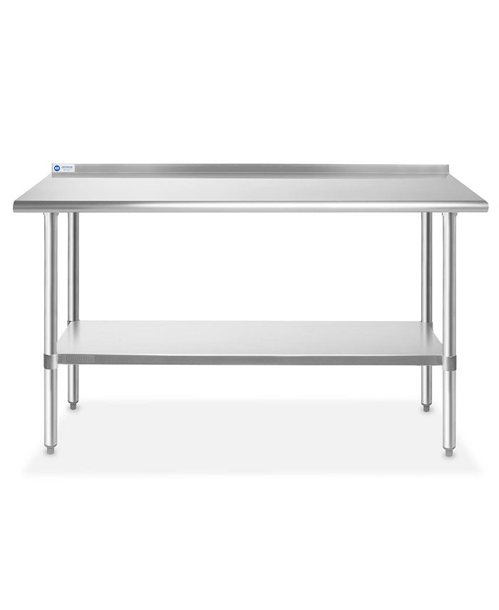 GRIDMANN 60 x 24 Inch Stainless Steel Table w/ Backsplash and ...