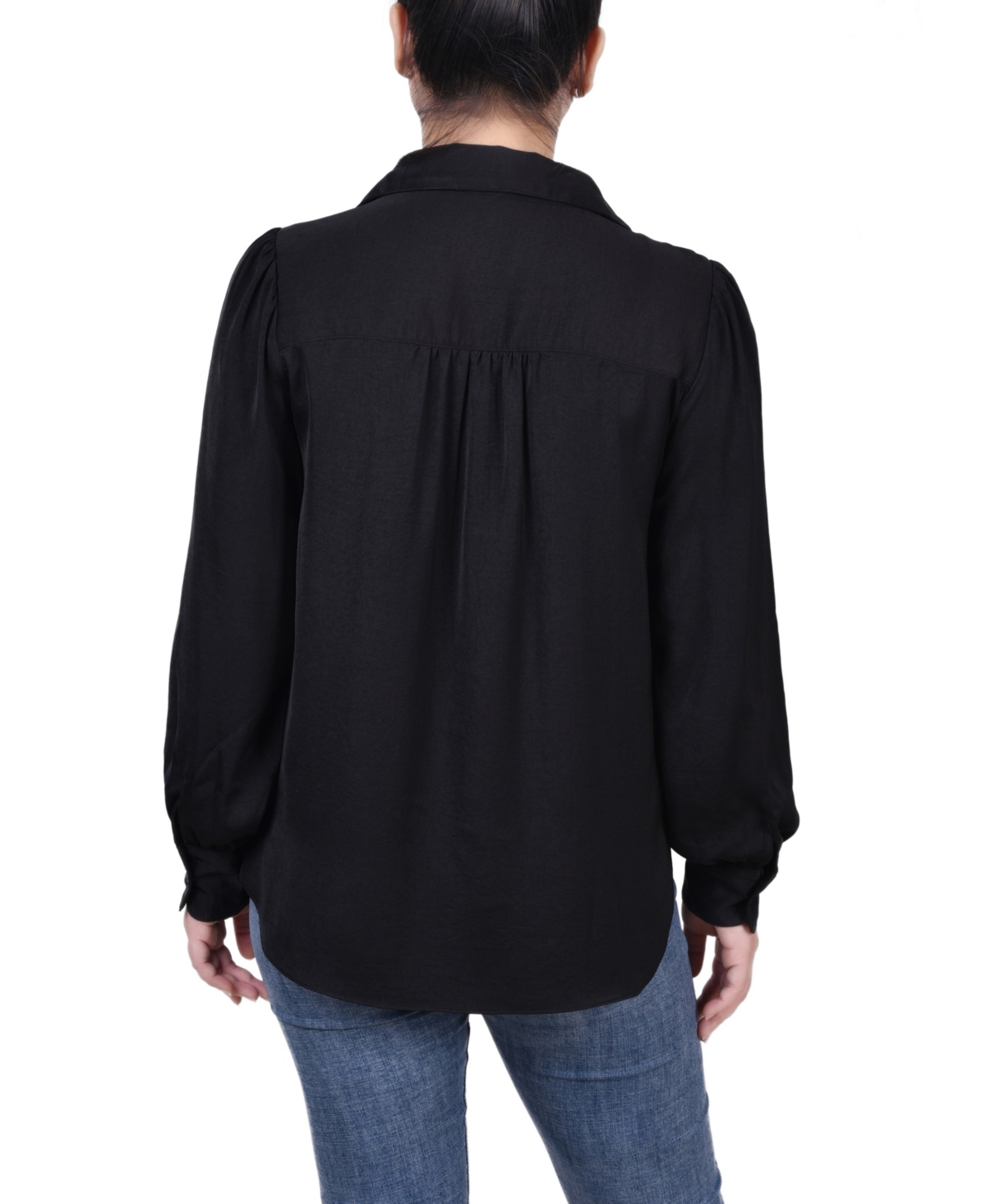 Ny Collection Women's Long Puff Sleeve Satin Blouse