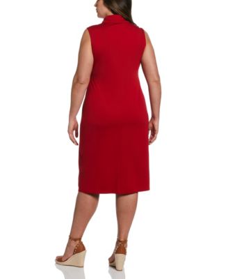 Plus Size Funnel Neck Sleeveless Dress