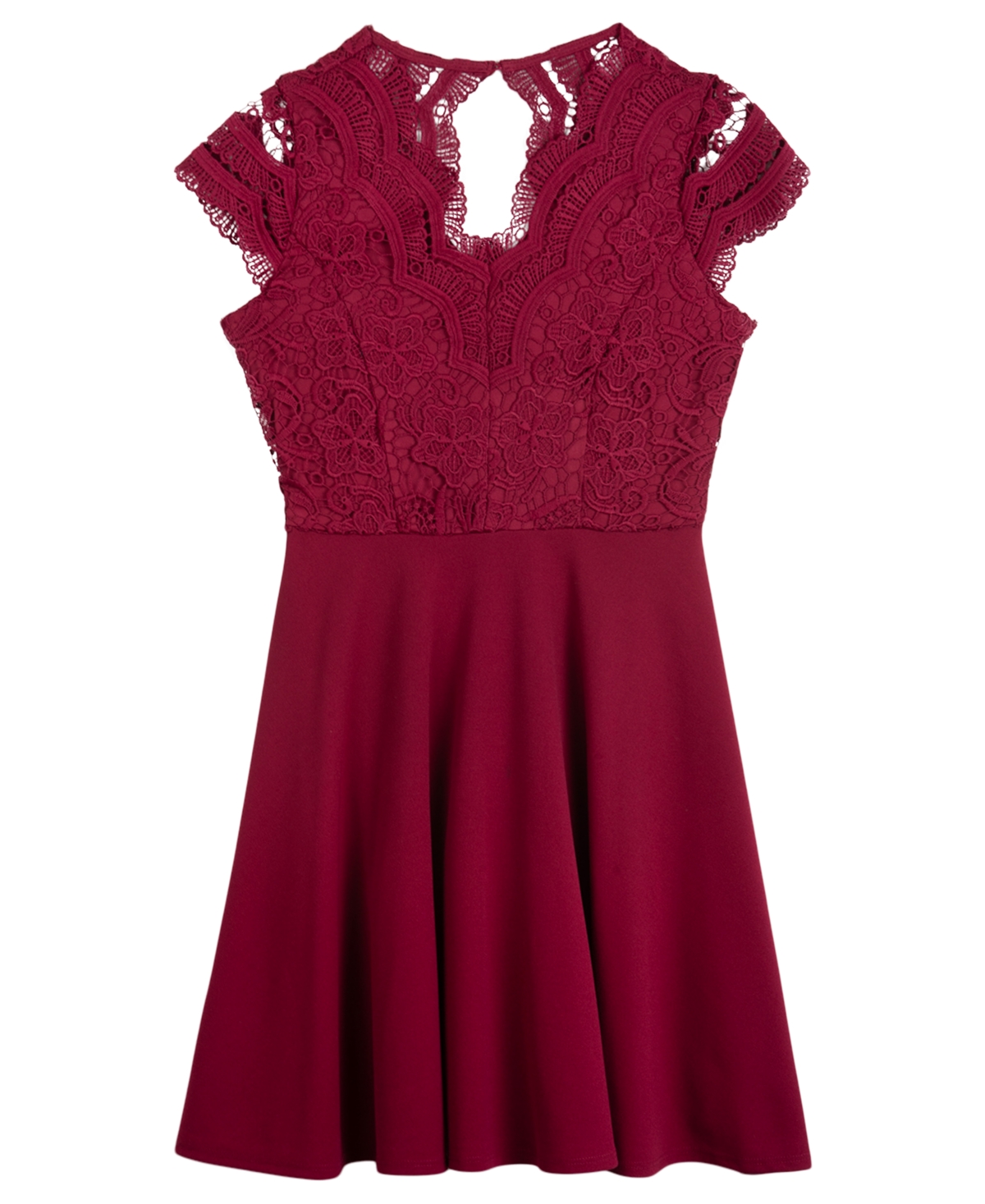 Rare Editions Big Girls Lace Bodice Skater Dress In Burgundy