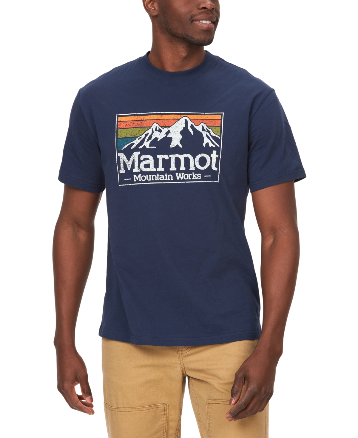 Marmot Men's Mountain Works Gradient Logo Graphic Short-sleeve T-shirt In Arctic Navy
