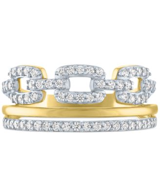 Macy's Diamond Double Row Chain Link Statement Ring (3/8 ct. t.w.) in 14k Gold-Plated Sterling Silver
