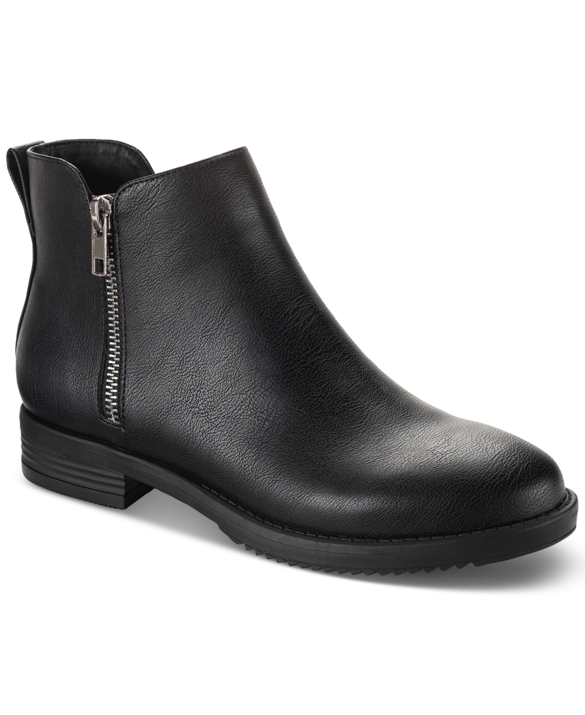 Style & Co Women's Laylaa Zip Ankle Booties, Created For Macy's In Black Smooth