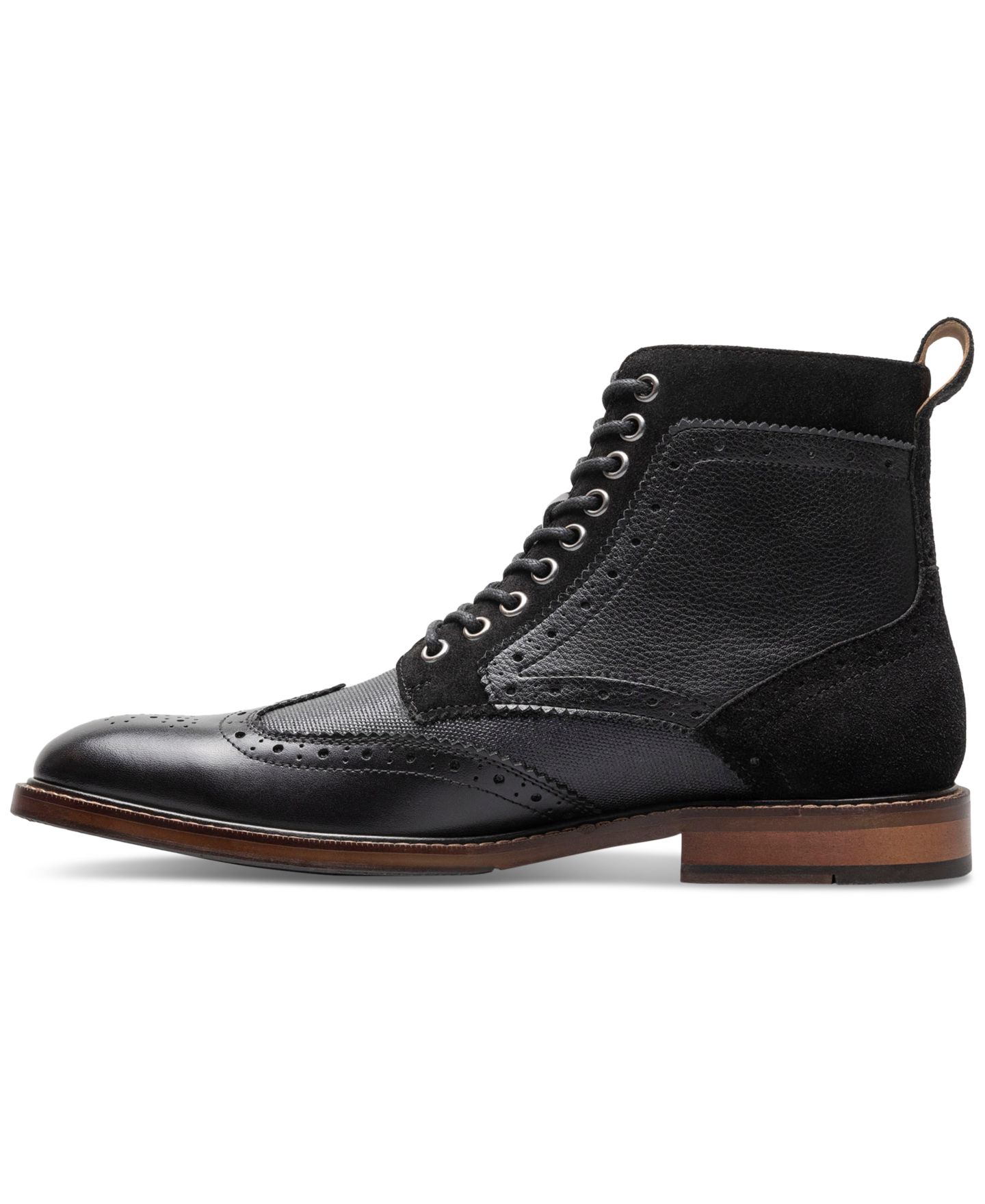 Мужские ботинки Stacy Adams Finnegan Wingtip Lace-Up, цвет: Чёрный разноцветный — фото 7