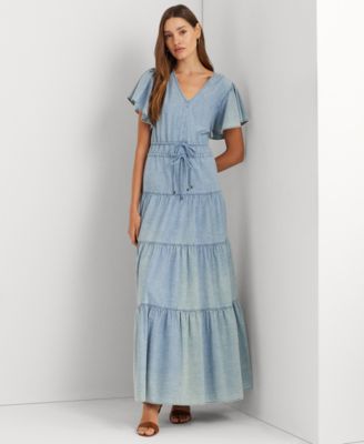 Lauren Ralph Lauren - Women's Chambray Tiered Maxidress