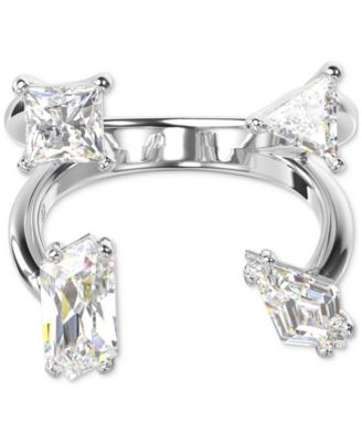 Swarovski Silver-Tone Mesmera Crystal Open Ring - Macy's