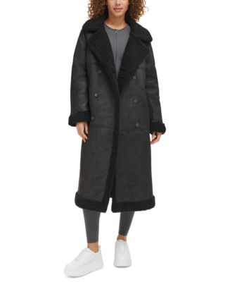 Levi's Women's Faux Shearling Long Coat, Black at  Women's Coats Shop
