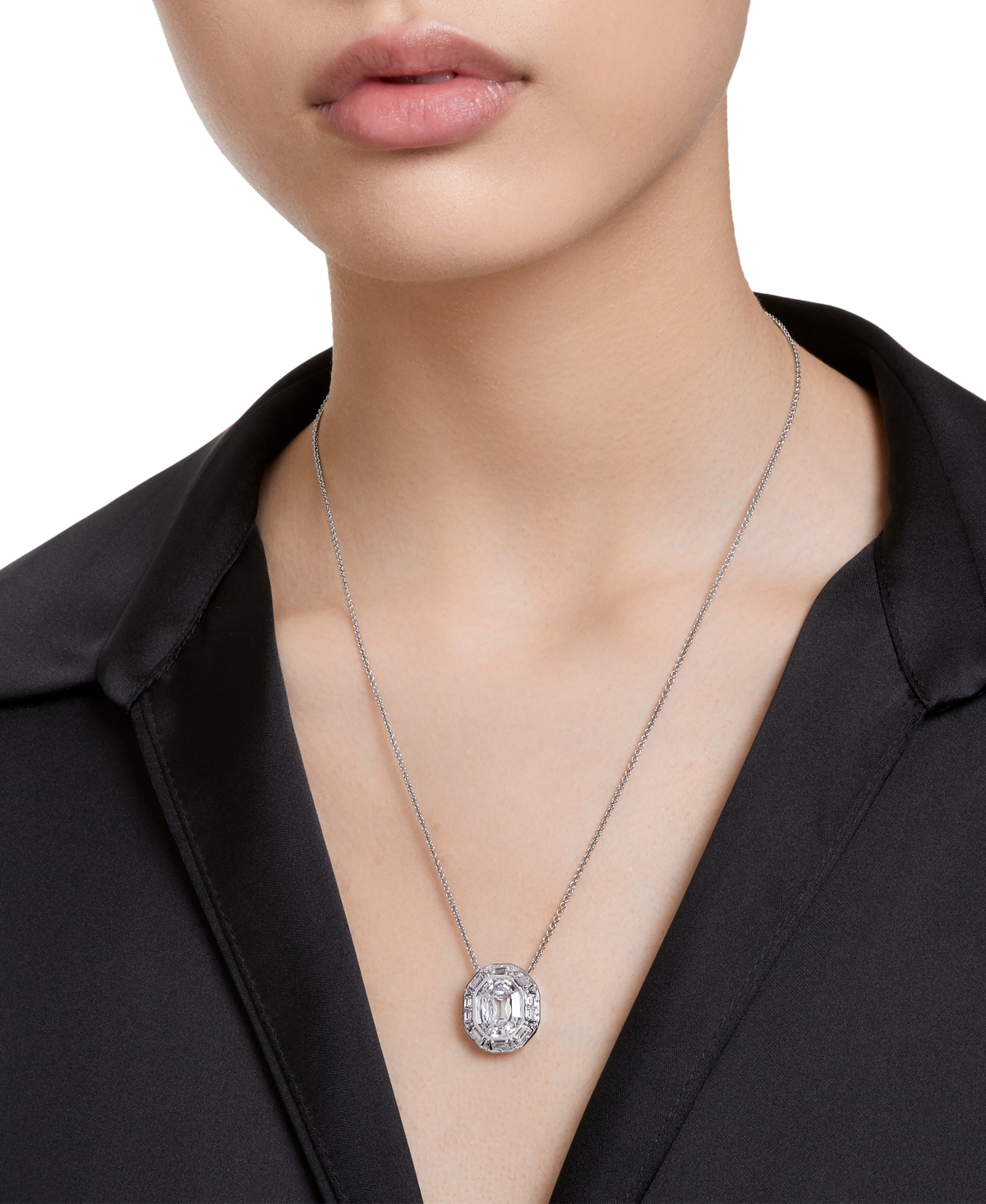 Shop Swarovski Mesmera Silver-tone Crystal Pendant Slider Necklace, 29-1/2"