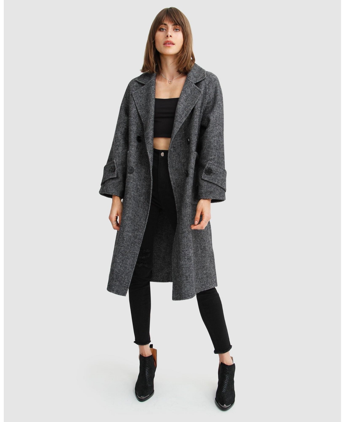 Belle & Bloom Rumor Has It Wool Blend Coat In Charcoal