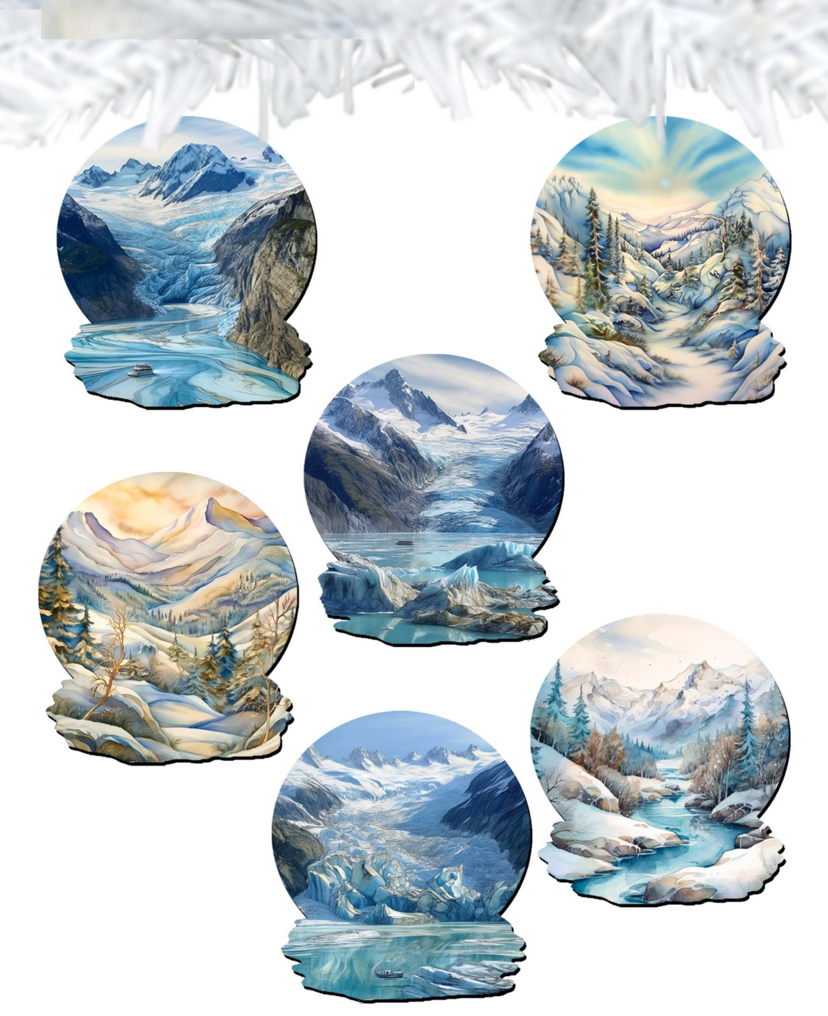 Designocracy Holiday Wooden Clip-on Ornaments Northern Wonders Set Of 6 G. Debrekht In Multi Color