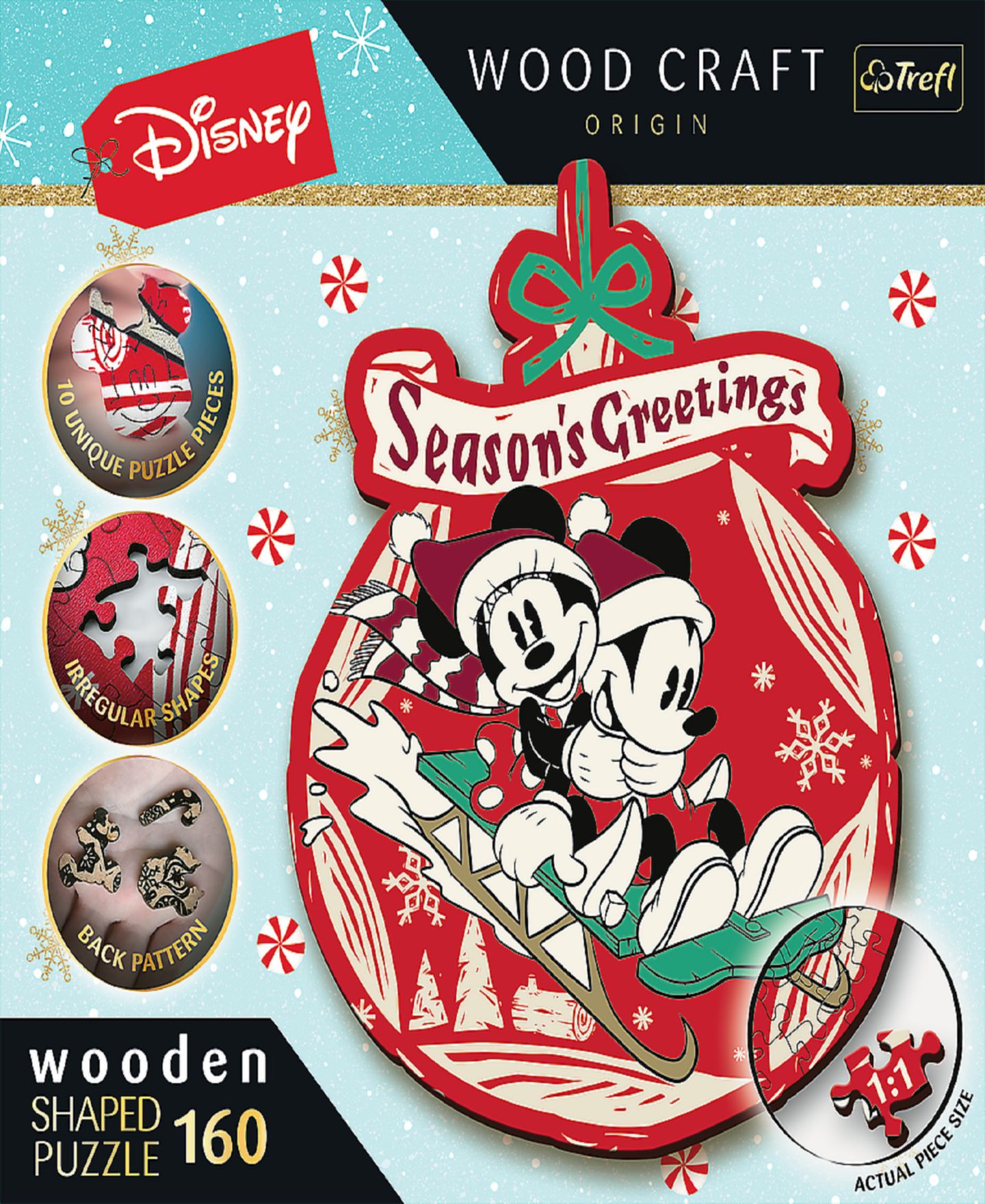Детский пазл Trefl Disney's Christmas Mickey Mouse Wooden Puzzle, 160 Piece, Ages 12+, цвет: Разноцветный — фото 5